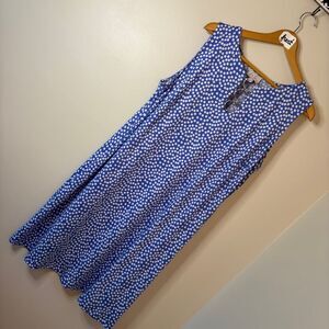 Ivy Lane Blue & White Polka Dot Dress Silver Ring Accents preworn sz 2X